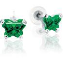 Childrens 10K Gold Bfly CZ Birthstone Youth Earrings with Safety Backs