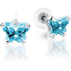 Childrens 10K Gold Bfly CZ Birthstone Youth Earrings with Safety Backs