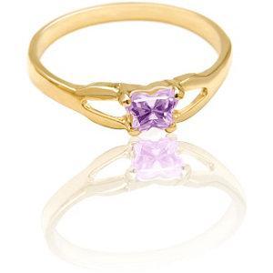 Children's 10K Gold Bfly CZ Birthstone Ring