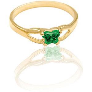 Children's 10K Gold Bfly CZ Birthstone Ring