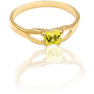 Children's 10K Gold Bfly CZ Birthstone Ring