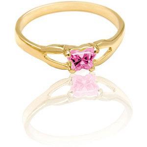 Children's 10K Gold Bfly CZ Birthstone Ring