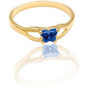 Children's 10K Gold Bfly CZ Birthstone Ring
