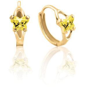 10K Gold Bfly CZ Birthstone Hinged Earrings