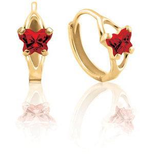 10K Gold Bfly CZ Birthstone Hinged Earrings