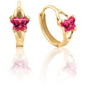 10K Gold Bfly CZ Birthstone Hinged Earrings