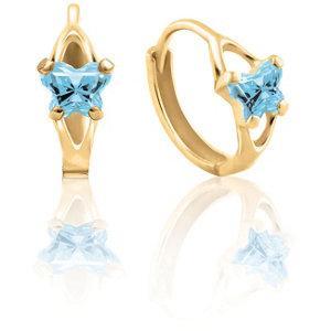 10K Gold Bfly CZ Birthstone Hinged Earrings