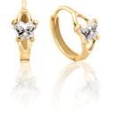 10K Gold Bfly CZ Birthstone Hinged Earrings