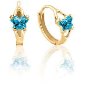 10K Gold Bfly CZ Birthstone Hinged Earrings
