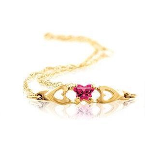 Childrents 10K Gold Bfly CZ Birthstone Bracelet