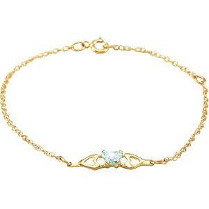 Childrents 10K Gold Bfly CZ Birthstone Bracelet