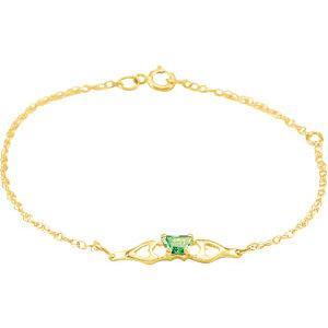 Childrents 10K Gold Bfly CZ Birthstone Bracelet