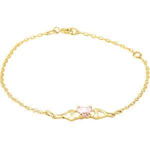 Childrents 10K Gold Bfly CZ Birthstone Bracelet