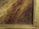 OG Wood Framed 1876 G.M. Green OOC Painting Dogs in Barn 10x8