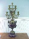 Antique cast Bronze & Marble 9 Arm Candelabra w Cherubs