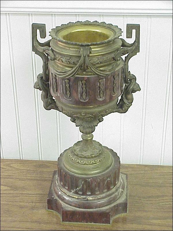 Antique cast Bronze & Marble 9 Arm Candelabra w Cherubs
