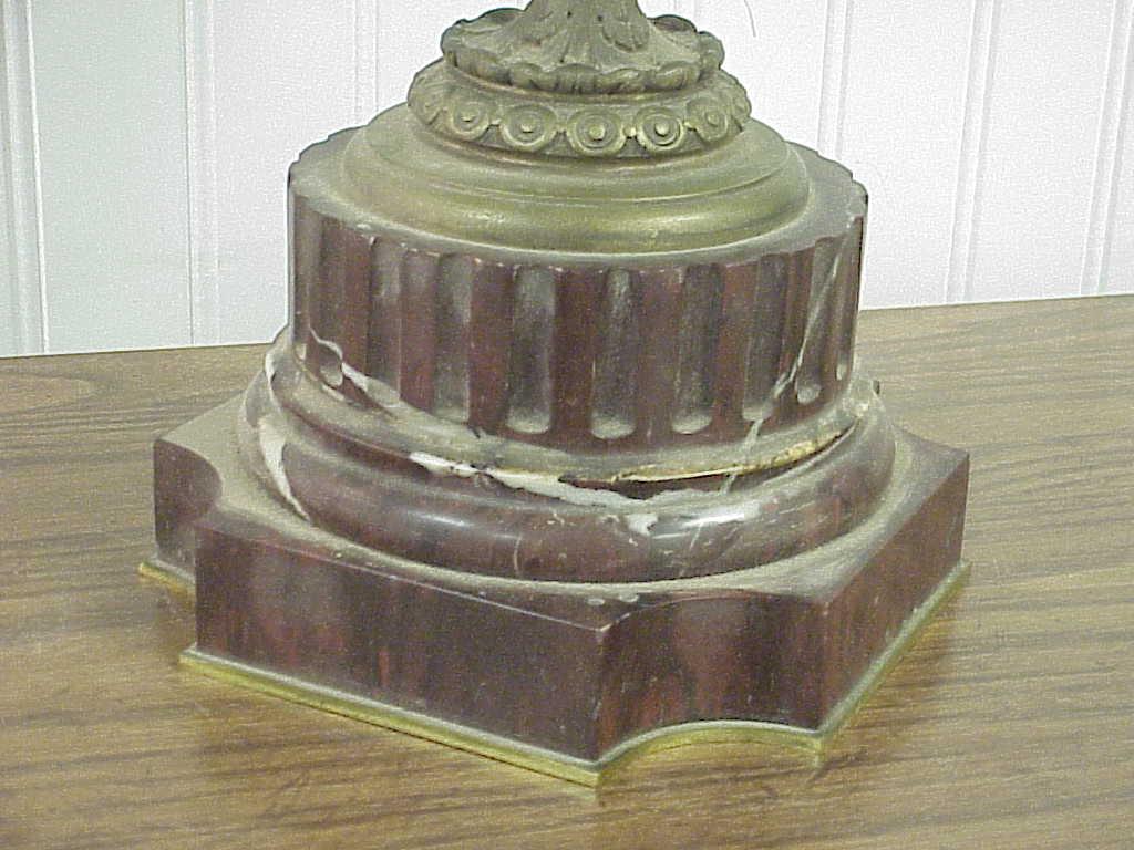 Antique cast Bronze & Marble 9 Arm Candelabra w Cherubs
