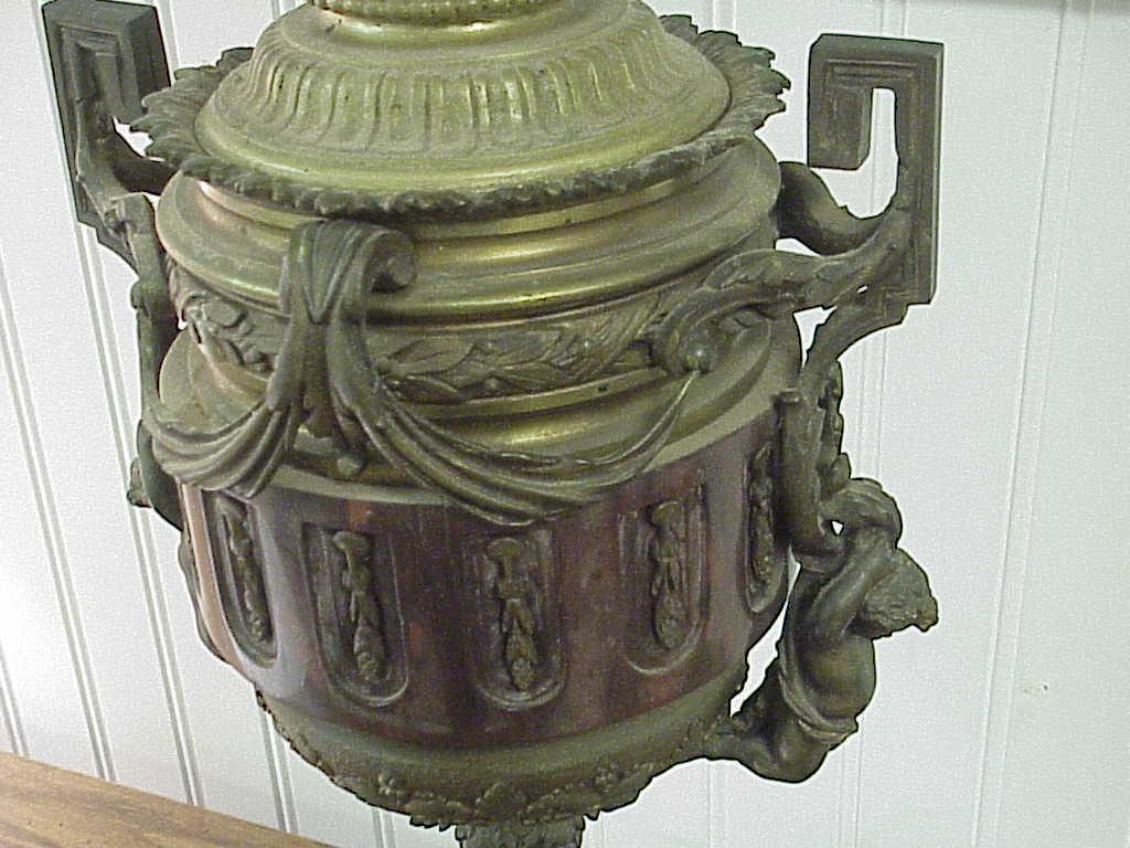 Antique cast Bronze & Marble 9 Arm Candelabra w Cherubs