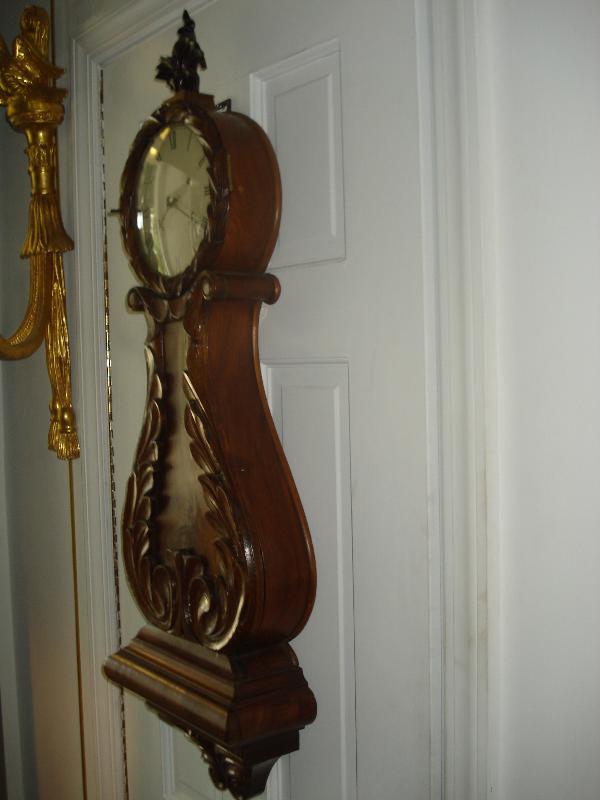 Late Federal Period Carved Mahogany Lyre Clock by David Wood, Newburyport, Massachusetts