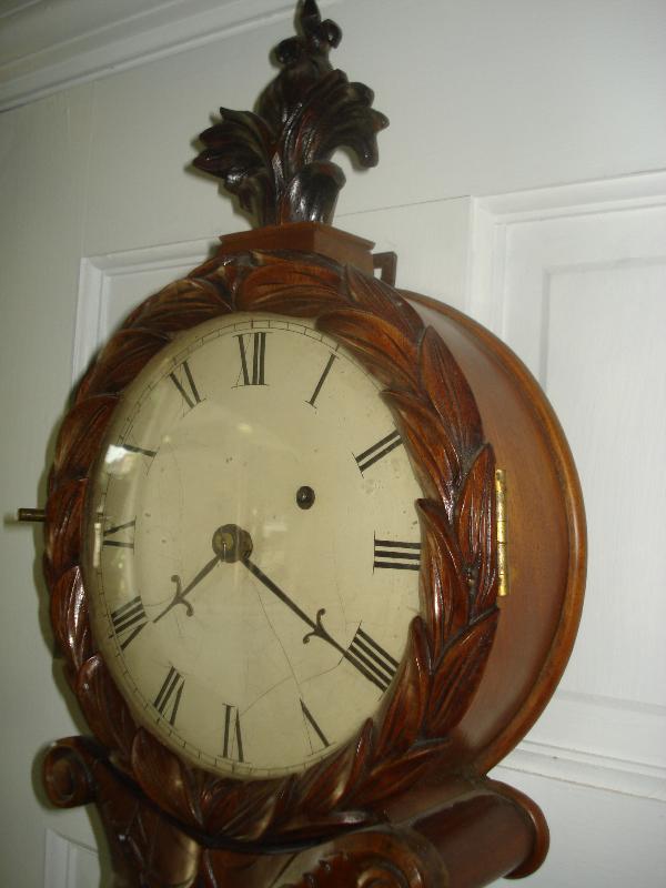 Late Federal Period Carved Mahogany Lyre Clock by David Wood, Newburyport, Massachusetts