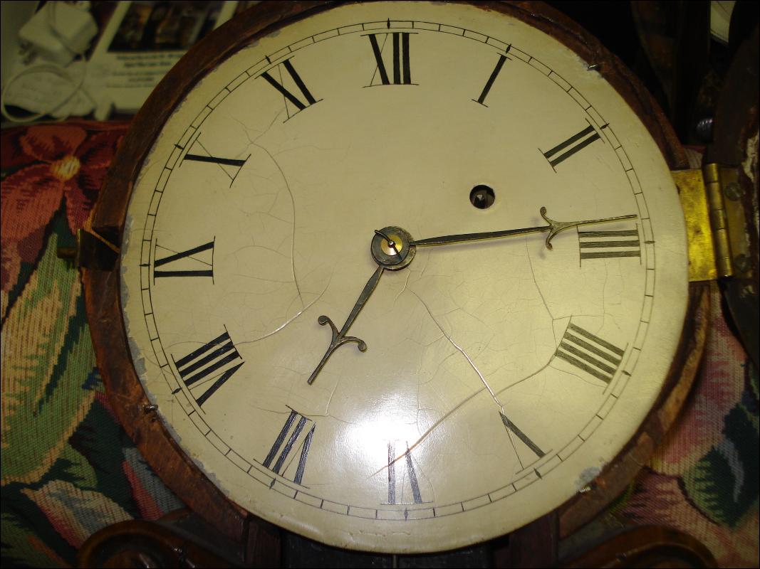 Late Federal Period Carved Mahogany Lyre Clock by David Wood, Newburyport, Massachusetts