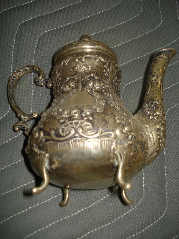 Nineteenth Century European Silver Repousse Chocolate Set With Matching Silver Tray