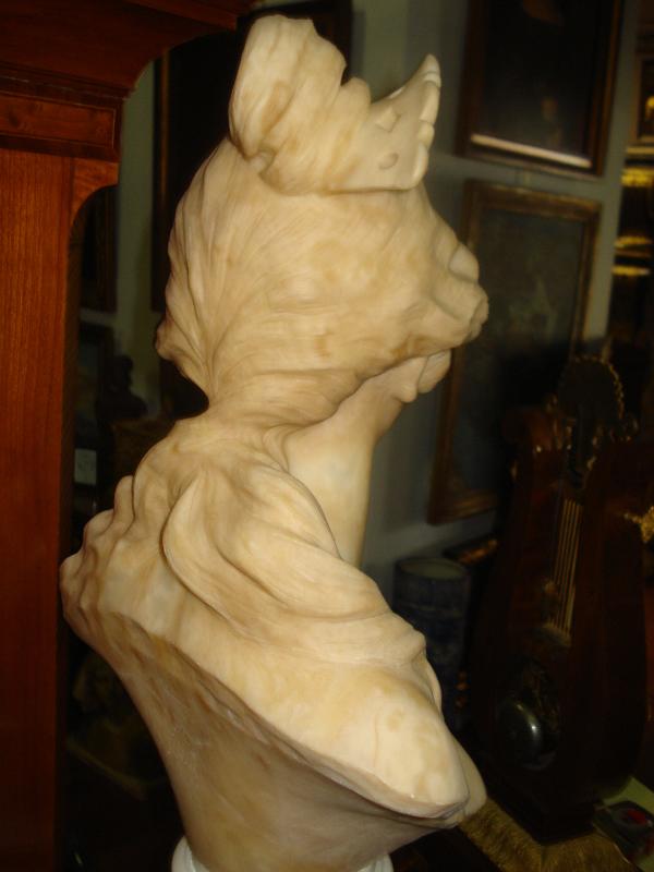 Nineteenth Century Alabaster Sculpture Of A Female Bust, Victorian, Signed