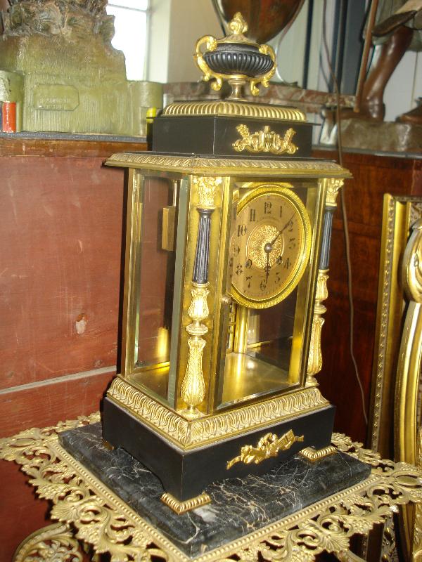 Nineteenth Century French Marble And Bronze Crystal Regulator