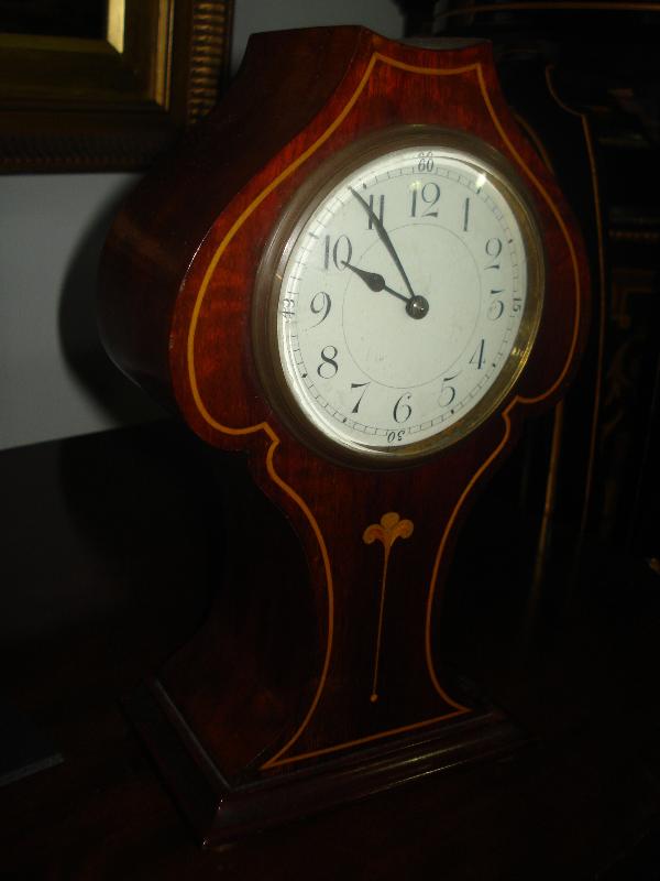 French Nineteenth Century Mantel Clock With Inlay, Balance Wheel Movement