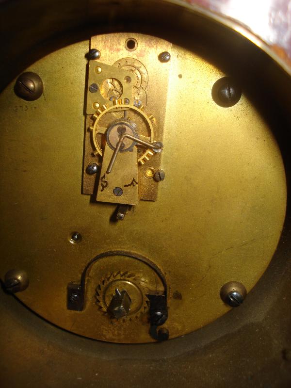 French Nineteenth Century Mantel Clock With Inlay, Balance Wheel Movement