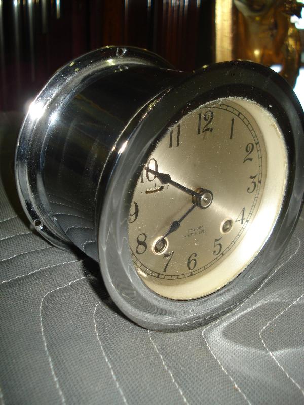 Chelsea Clock Company Nickel Plated Ship's Bell Striking Clock Circa 1940