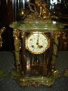 Nineteenth Century French Green Onyx And Bronze Three Piece Crystal Regulator Set