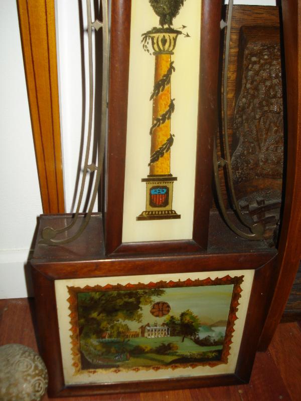 Early Nineteenth Century Weight Driven Banjo Clock, Original Glasses, Old But Replaced Movement