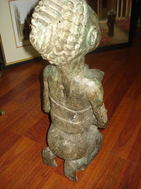 Nineteenth Century to Early Twentieth Century Benin, Africa, Large Bronze Fertility Figure