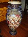 Large Nineteenth Century Highly Figured Japanese Satsuma Vase In Cobalt