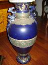 Large Nineteenth Century Highly Figured Japanese Satsuma Vase In Cobalt