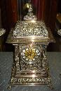 Nineteenth Century French Theree Piece Clock Set Silver Over Bronze, Pierced In The Moorish Orientalist Style, With Matching Candelabra