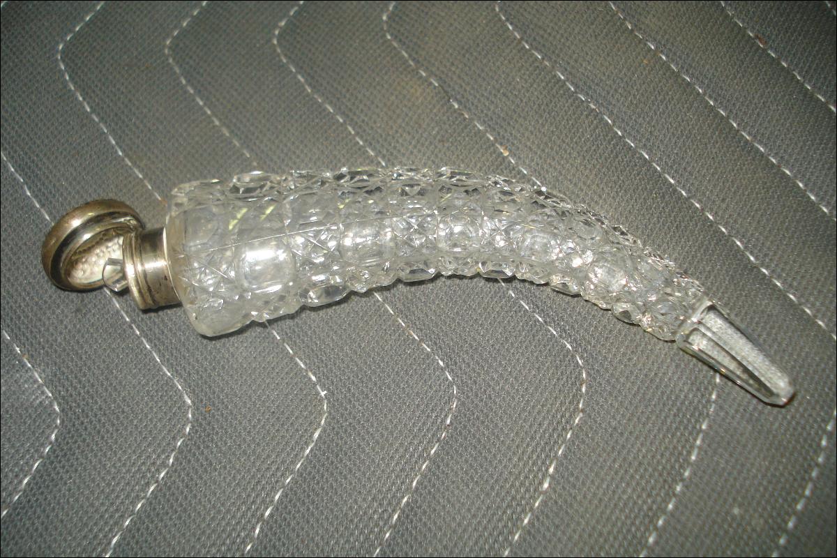 Late Nineteenth Century To Early Twentieth Century Baccaret Quality Perfume Bottle With Sterling Cap