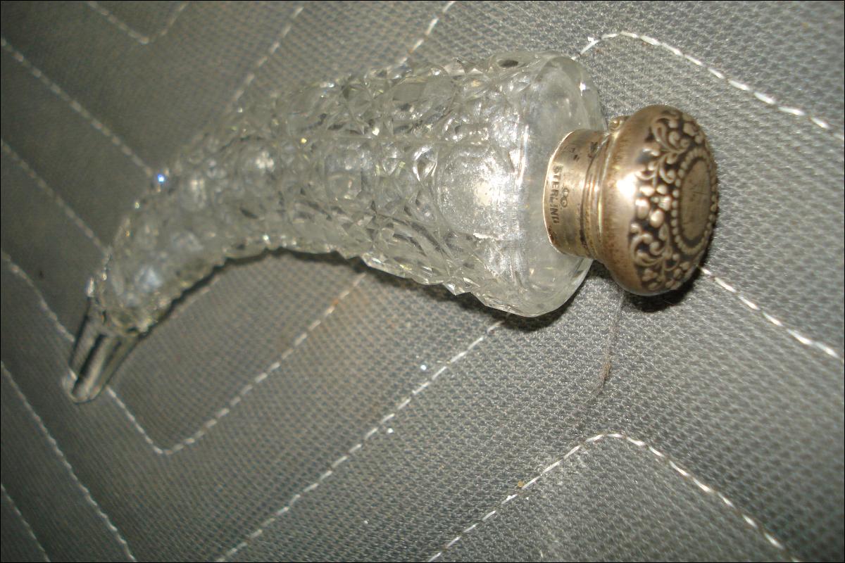 Late Nineteenth Century To Early Twentieth Century Baccaret Quality Perfume Bottle With Sterling Cap