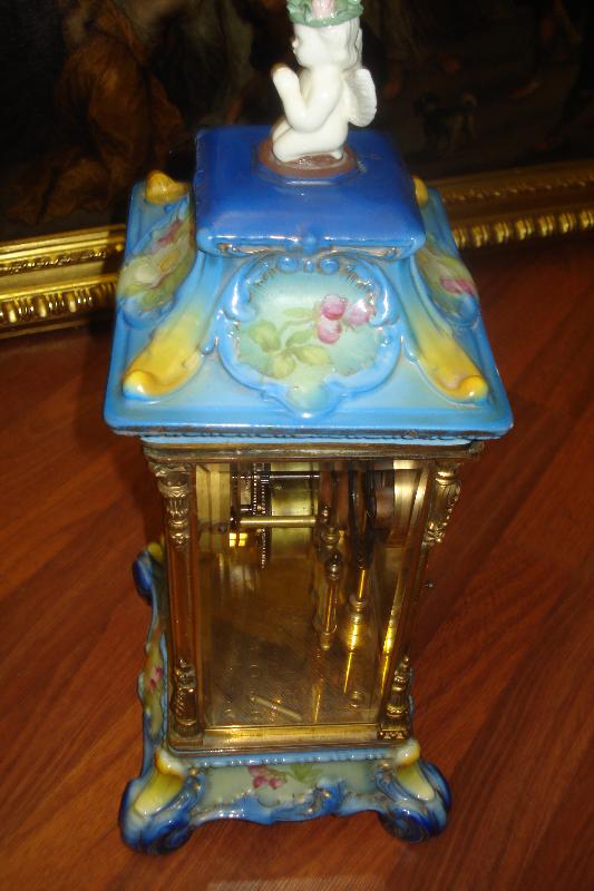 Ansonia Clock Company Porcelain Crystal Regulator In Blue