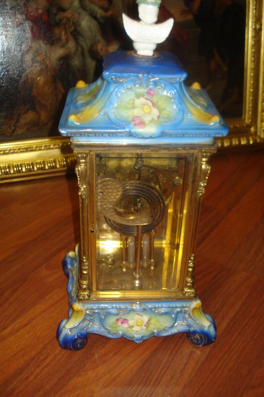 Ansonia Clock Company Porcelain Crystal Regulator In Blue