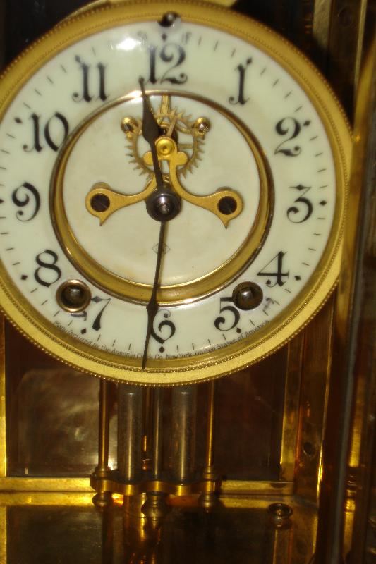 Ansonia Clock Company Porcelain Crystal Regulator In Blue