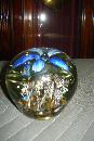 Early Twentieth Century Floral Glass Paperweight With Opened Flower And Floral Surround At Base
