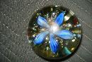 Early Twentieth Century Floral Glass Paperweight With Opened Flower And Floral Surround At Base