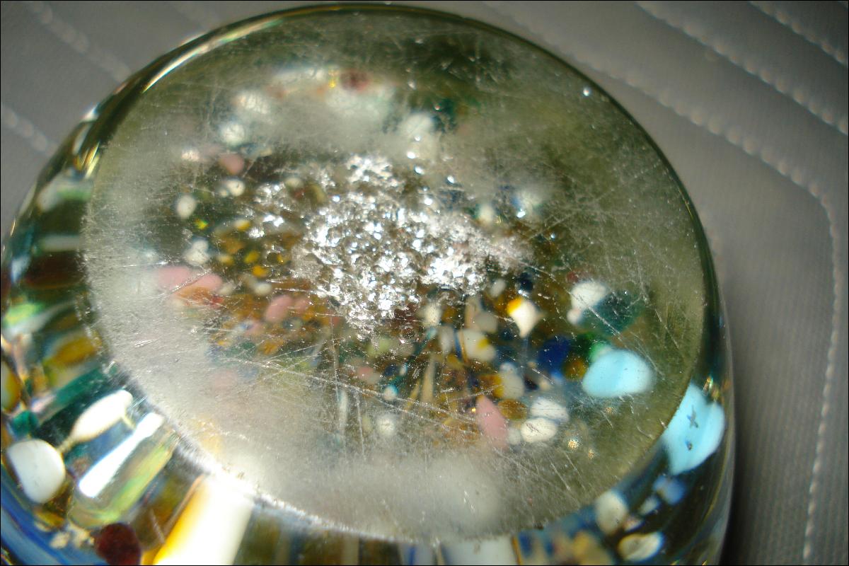 Early Twentieth Century Floral Glass Paperweight With Opened Flower And Floral Surround At Base