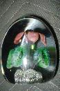 Mid Twentieth Century Floral Glass Paperweight With Opened Flower And Floral Surround At Base