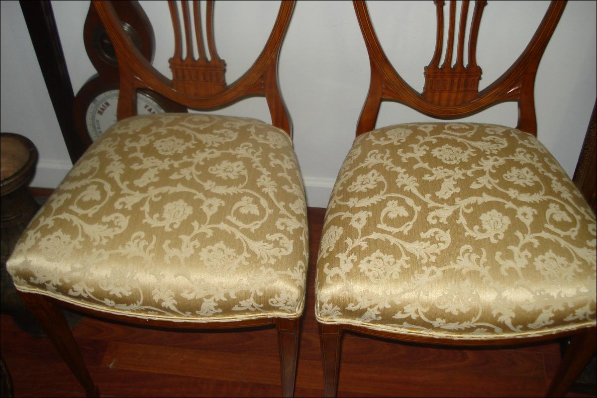 Eighteenth Century English Shield Back Chairs (Pair), Finely Carved Mahogany, Inlaid, With Wedgwood Styled Plaques