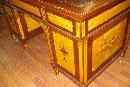 Fabulous Nineteenth Century English Desk, Inlaid On All Sides, Original Leather Top, Twin Pedestals,
