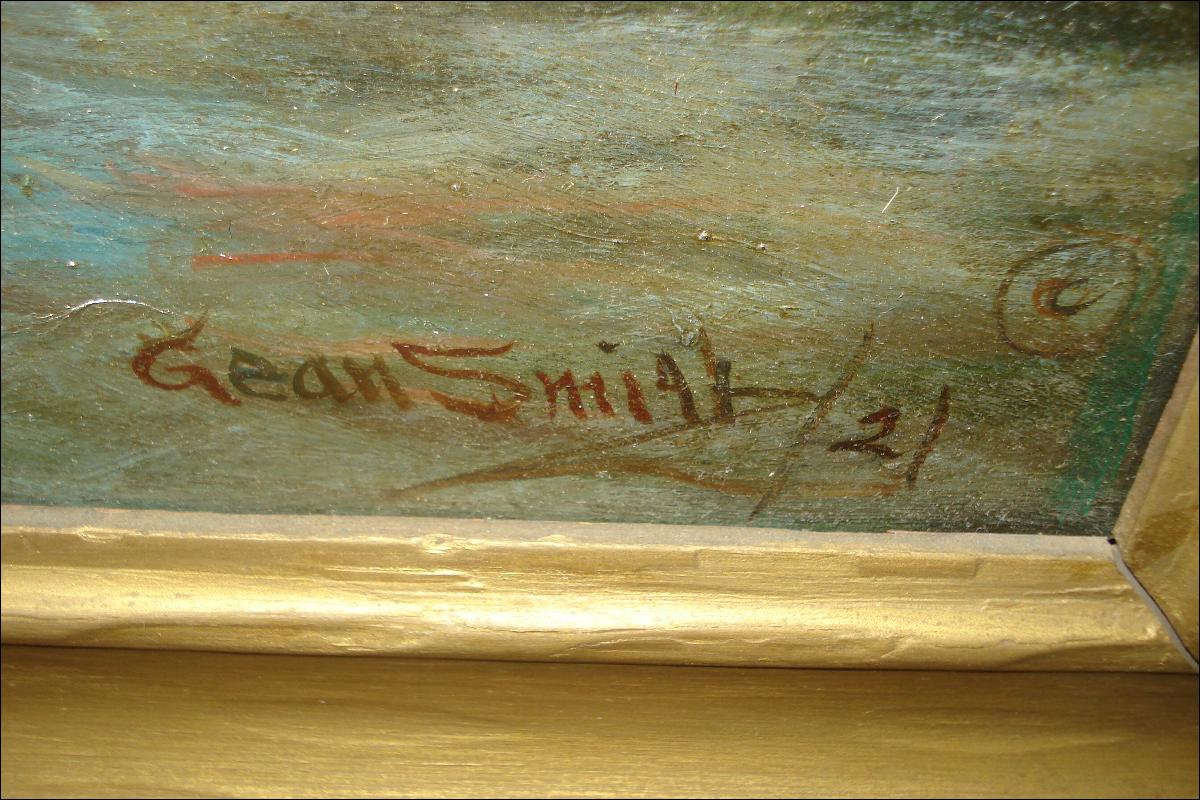 Early Twentieth CenturyAmerican Western Oil Painting On Board Signed Gean Smith,