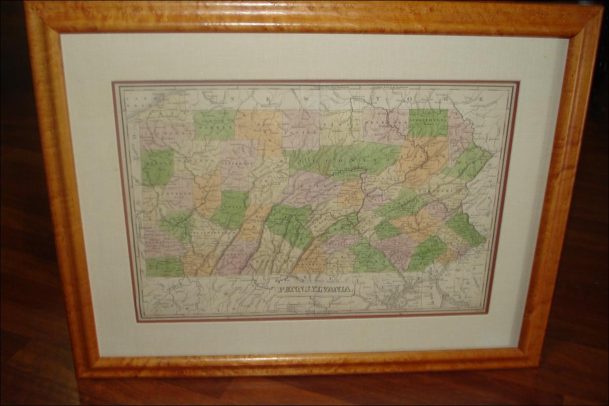 Early Nineteenth Century Map Of Pennsylvania By Anthony Finley, Hand Colored Copperplate Engraving, 1830, Published In Philadelphia